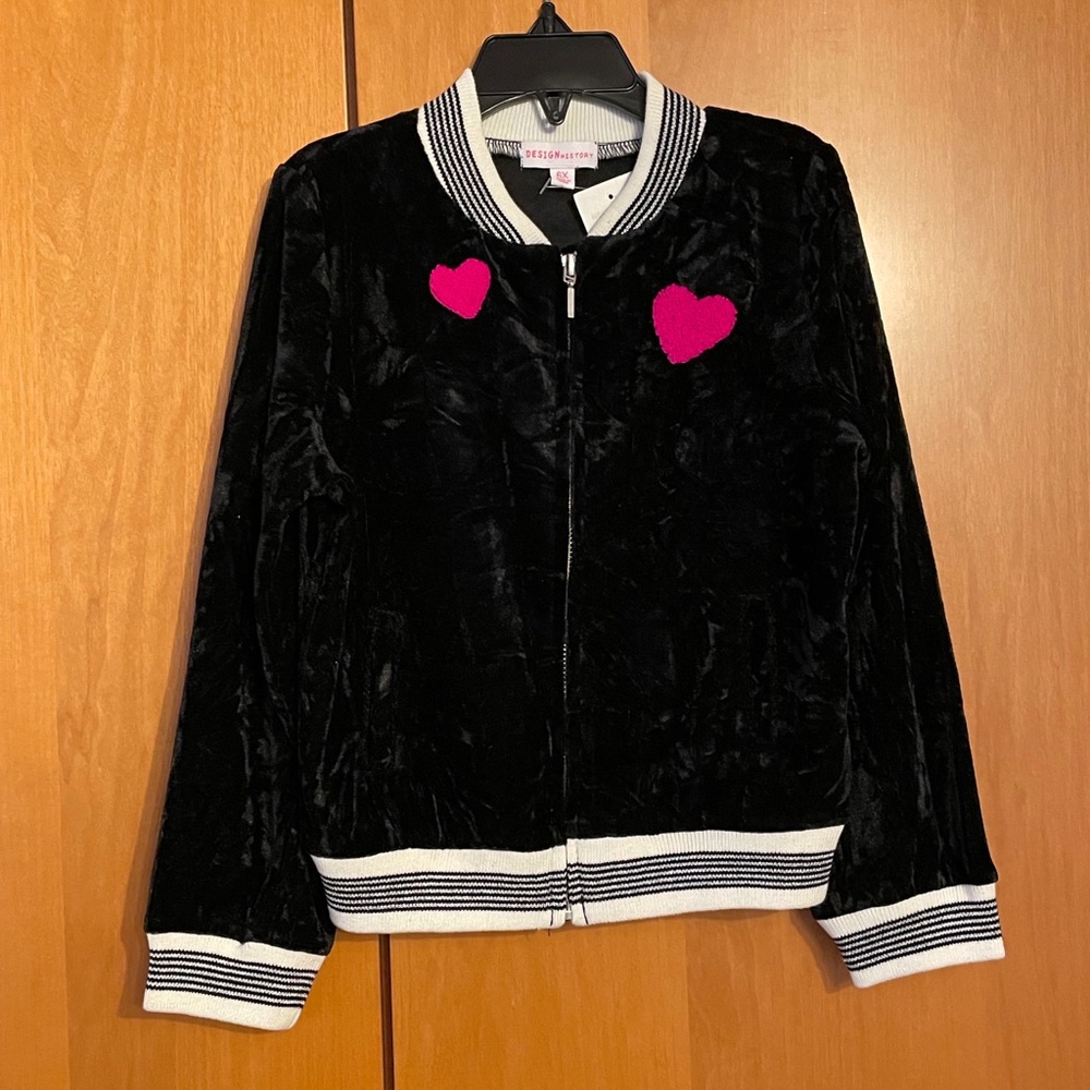 Design History Girls' Crushed Velvet Bomber Jacket